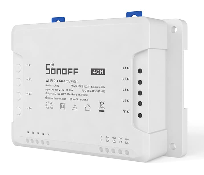4CHR3 SONOFF Smart Διακόπτης WiFi 4CH R3, 4 θέσεων, 16A, λευκός