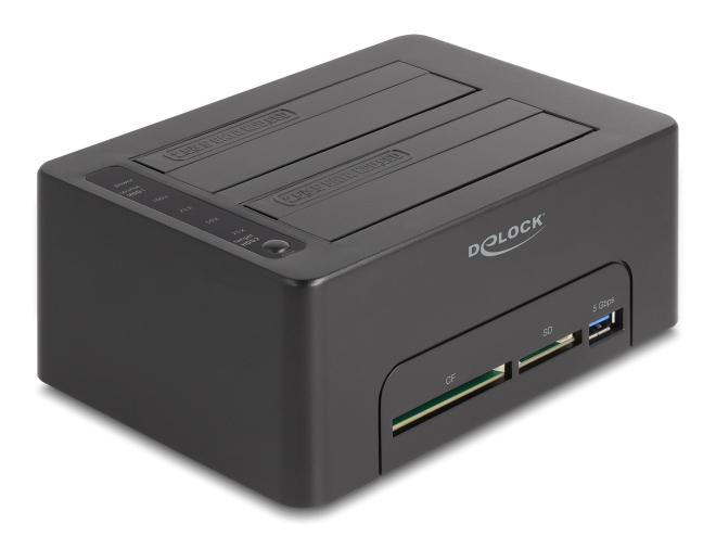 64183 DELOCK docking station 64183 clone function, 2x HDD, CF/SD, 5Gbps, μαύρο