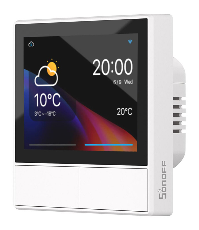 NSPANEL-EUW SONOFF smart panel ελέγχου NSPanel με οθόνη αφής, 2-gang, Wi-Fi, λευκό