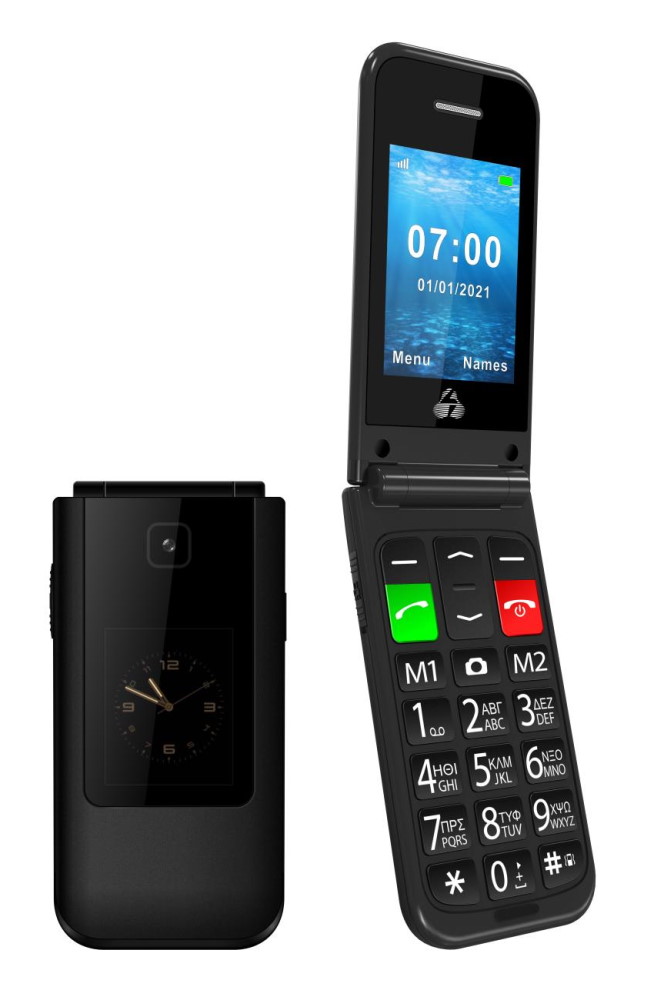 PTM-23 POWERTECH Κινητό Τηλέφωνο Sentry Dual II, 2 οθόνες, SOS Call, μαύρο