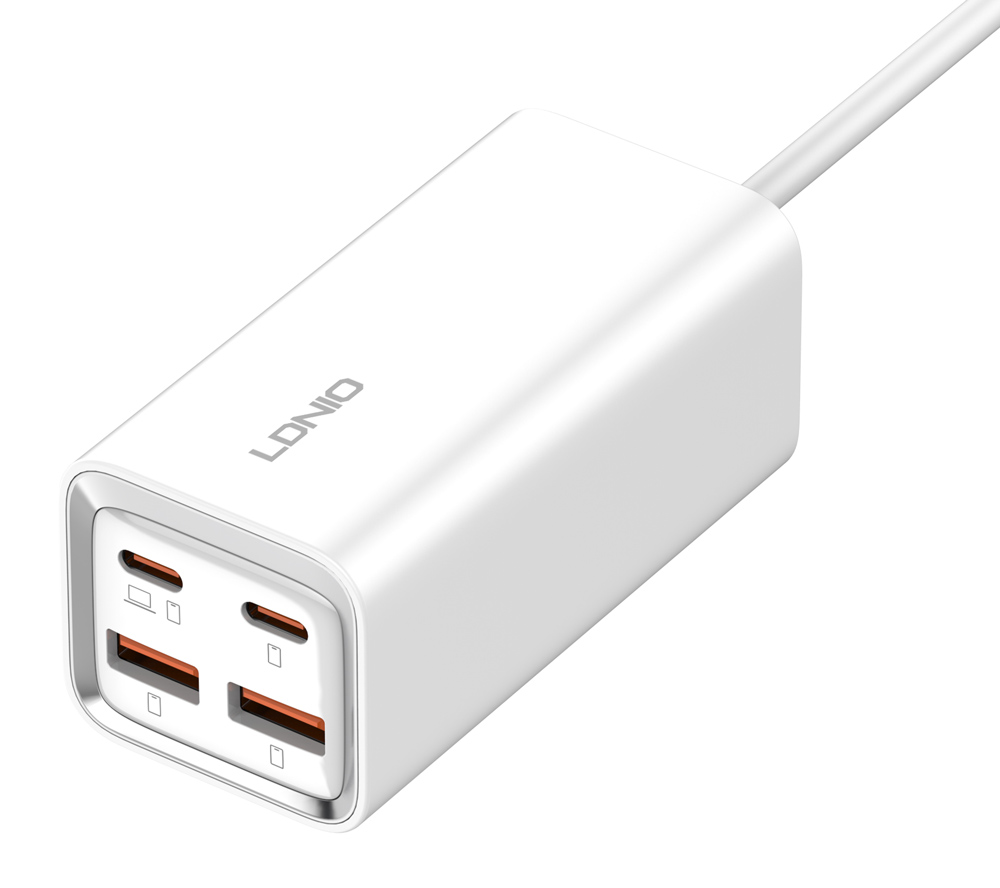 6933138601006 LDNIO σταθμός φόρτισης A4610C, 2x USB-C & 2x USB, 65W, PD/QC, λευκός