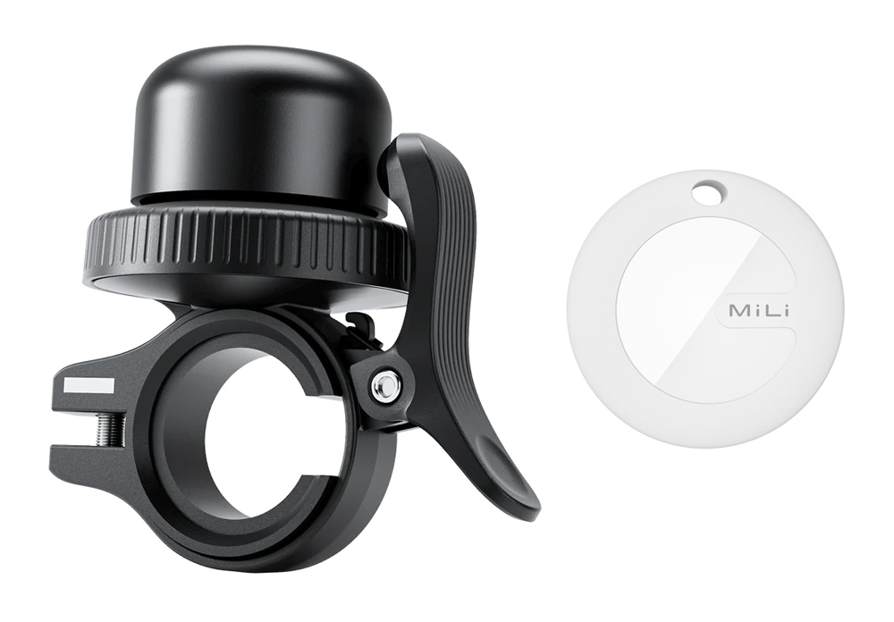 HD-P16-B MILI κουδούνι ποδηλάτου με smart tag MiTag Duo, iOS & Android, Bluetooth tracker, μαύρο/λευκό
