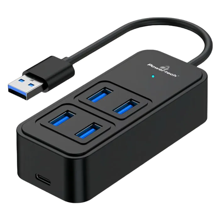 5210131087480-PTR-0153 POWERTECH USB 3.2 hub PTR-0153, 4x θυρών, 5Gbps, USB σύνδεση, μαύρο